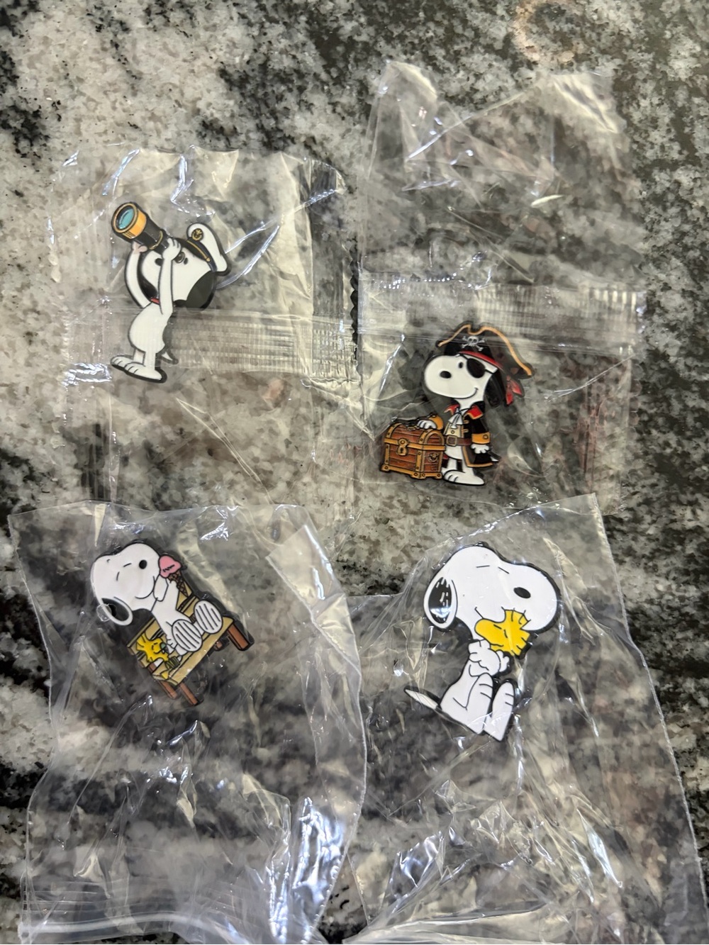 Lot of 4 Snoopy & Woodstock Pins Peanuts Pirate Captain Collectible Enamel Pin